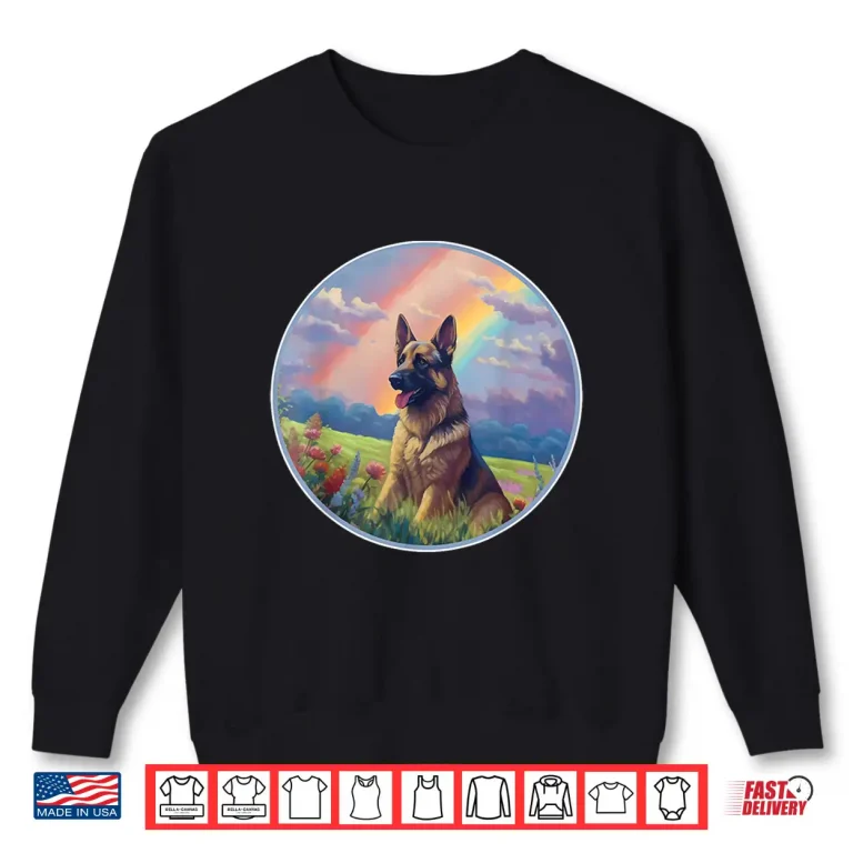 Sweatshirt German Shepherd Rainbow Bridge Cute Colorful Dog Memorial Shirt