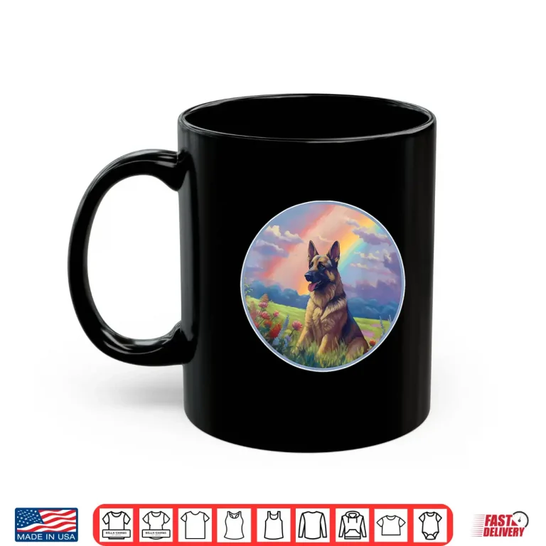 Mug German Shepherd Rainbow Bridge Cute Colorful Dog Memorial Shirt