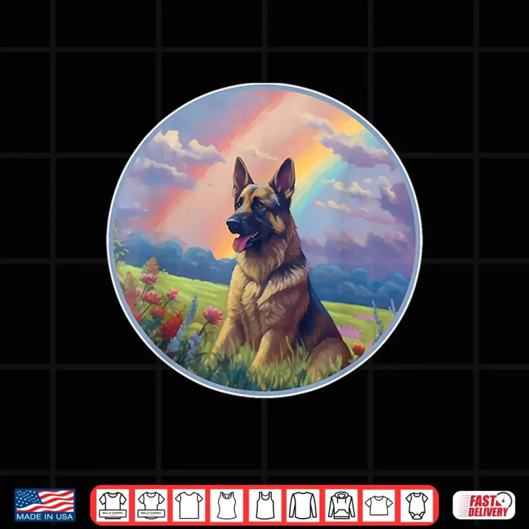 Design German Shepherd Rainbow Bridge Cute Colorful Dog Memorial Shirt