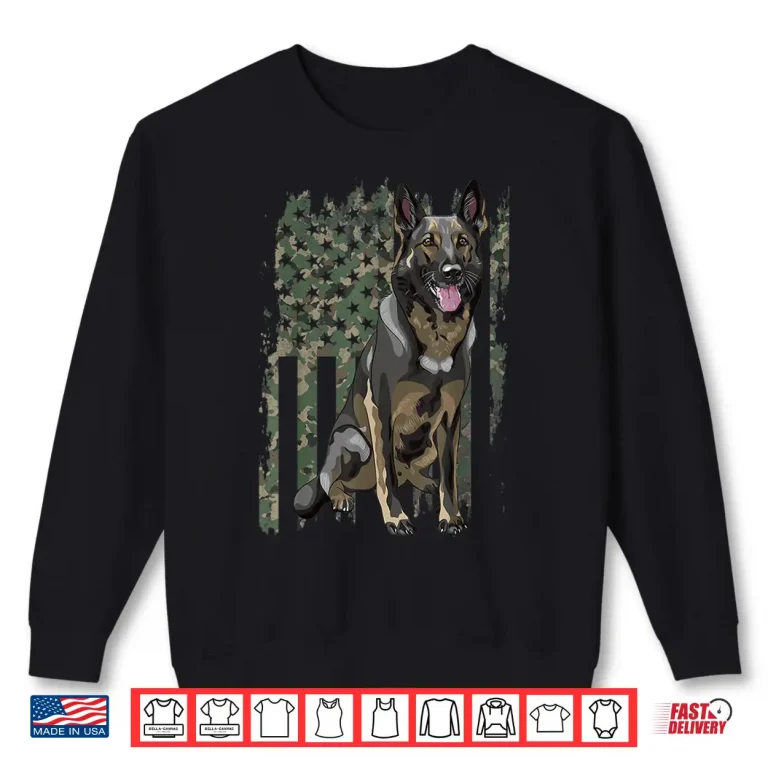 Sweatshirt German Shepherd Shirt Patriotic Camo American Flag Dog Breed Shirt