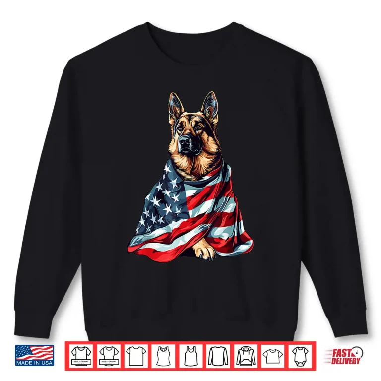 Sweatshirt German shepherd with american flag Shirt