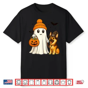 Ghost German Shepherd Dog Walking Halloween Spooky Costume Shirt
