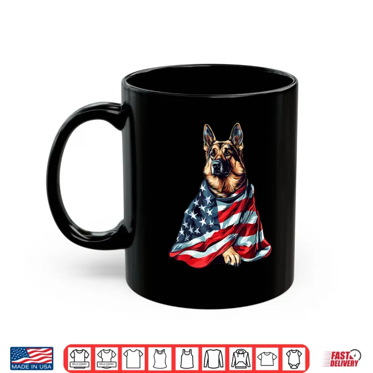 Mug German shepherd with american flag Shirt
