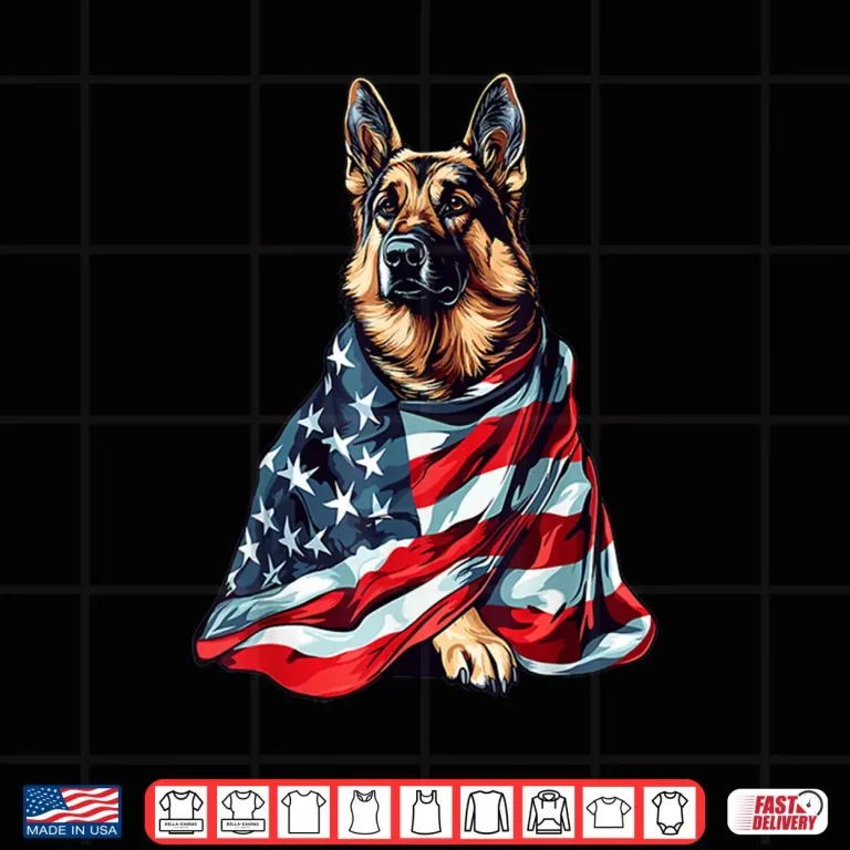 Design German shepherd with american flag Shirt