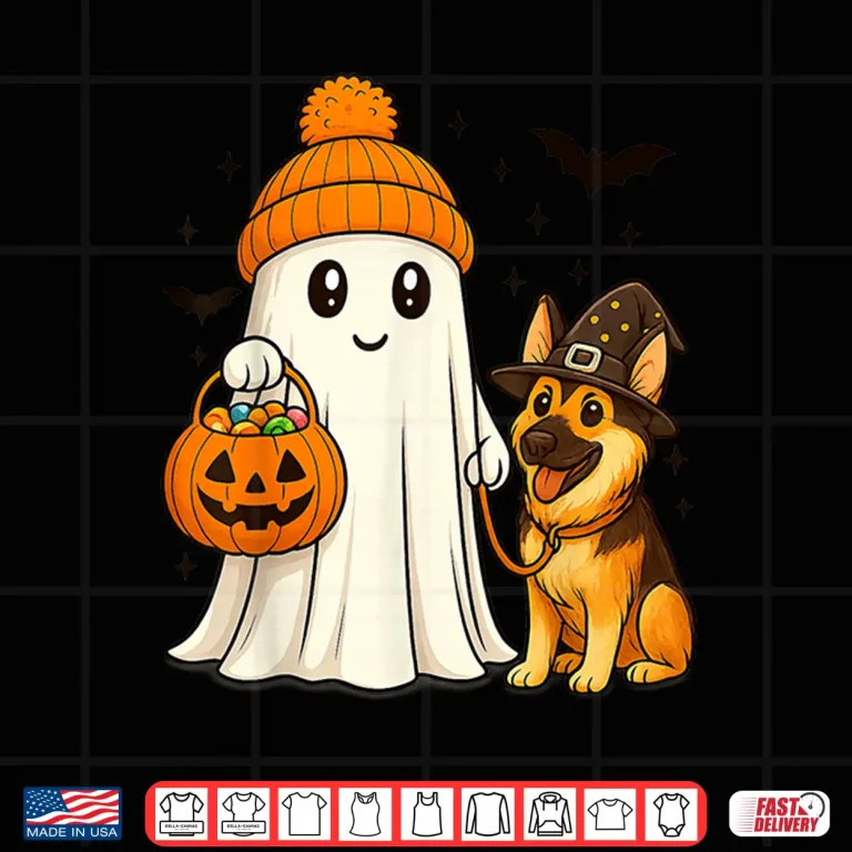 Design Ghost German Shepherd Dog Walking Halloween Spooky Costume Shirt