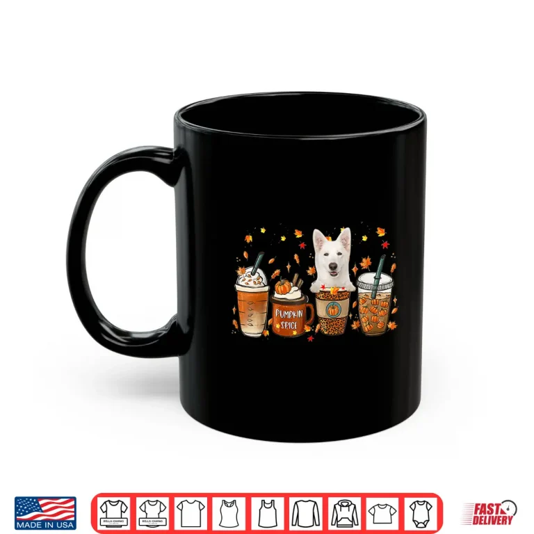 Mug White German Shepherd Fall Coffee Pumpkin Spice Latte Iced Shirt
