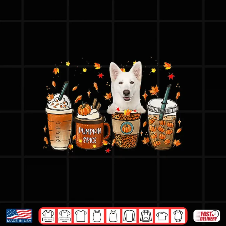 Design White German Shepherd Fall Coffee Pumpkin Spice Latte Iced Shirt