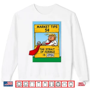 Market Tips 5¢ The Strait Of Hormuz Is Open Trump Parody Shirt