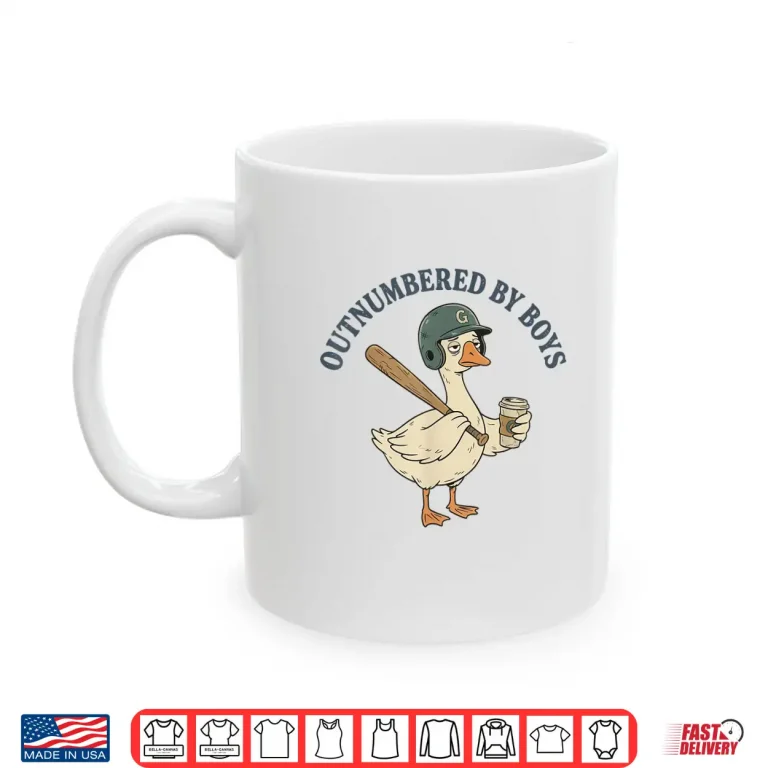 Mug Funny Boy Mom Goose Mothers Day Outnumbered By Boys Baseball Shirt
