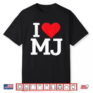 I Love Mj Heart Retro Personalized First Name Groovy Shirt