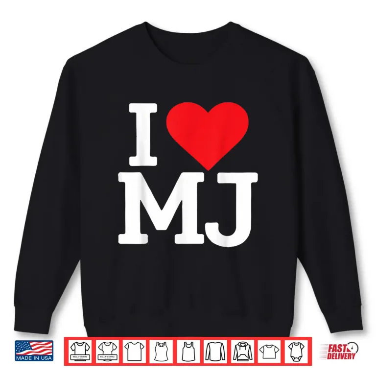 Sweatshirt I Love MJ Heart Retro Personalized First Name Groovy Shirt