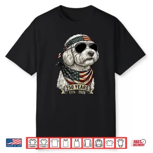 Patriotic Poodle Dog 250 Years American Flag Anniversary Shirt