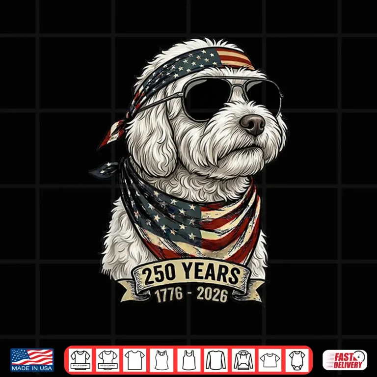 Design Patriotic Poodle Dog 250 Years American Flag Anniversary Shirt