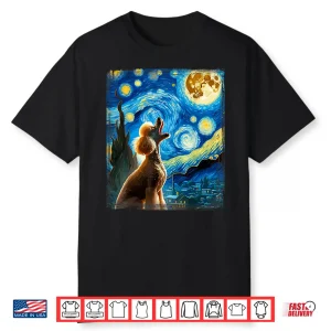 Poodle Dog Moonlit Canine Art Van Gogh Starry Night Poodle Shirt