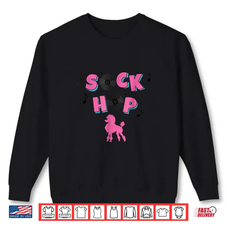 Sweatshirt Sock Hop Shirt Pink Poodle Vinyl Records Tee