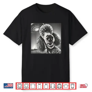Vintage Poodle Selfie With Ufo Alien Photobooth Dog Mom Dad Shirt