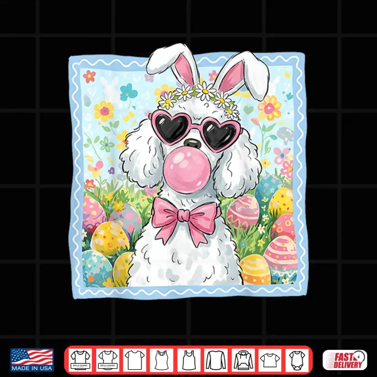 Design Easter Dog Bunny Ears Funny Poodle Easter Bunny Dog Shirt