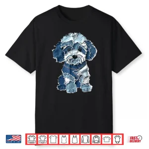 Retro Denim Patch Poodle Dog Art Artistic Shirt