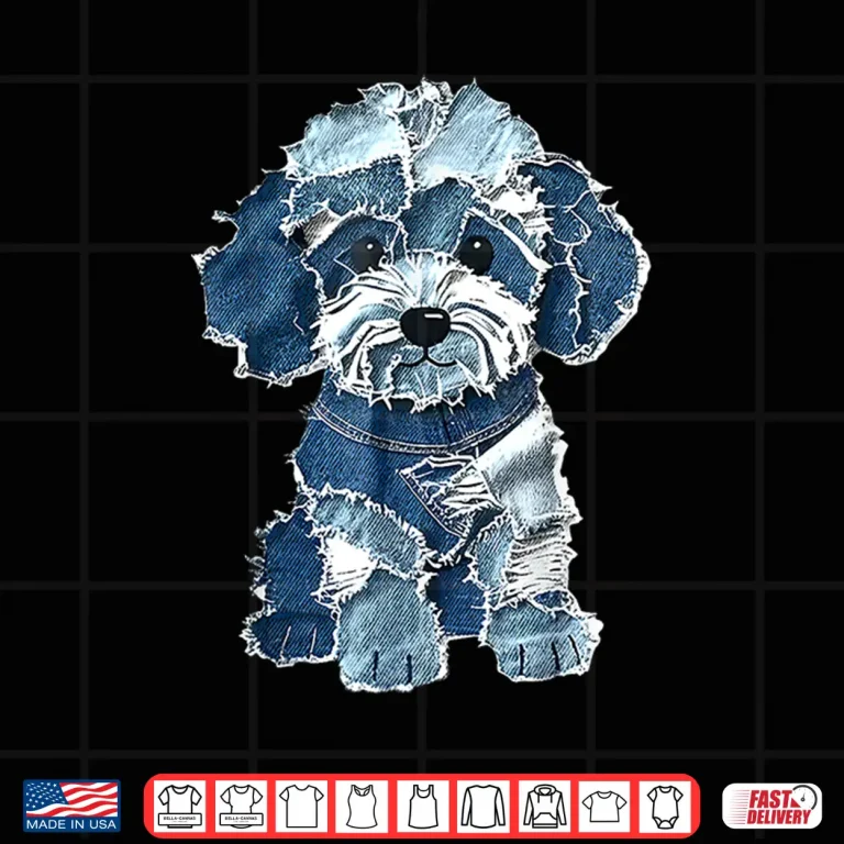 Design Retro denim patch poodle dog art artistic Shirt