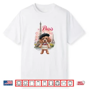 Cute Parisian Poodle With Eiffel Tower Bonjour French Boys Shirt