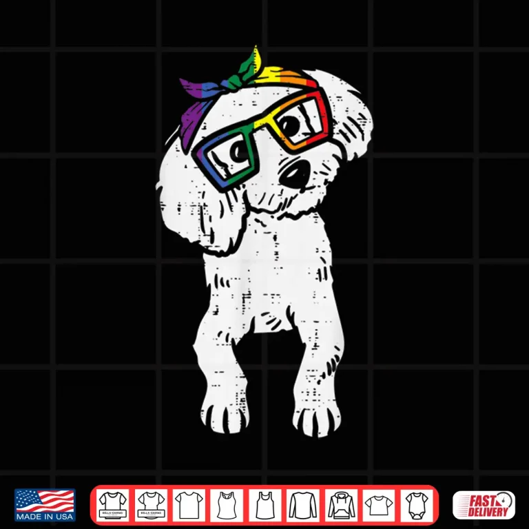 Design Poodle Dog Bandana LGBTQ Rainbow Flag Gay Pride Ally Lover Shirt