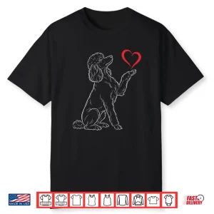 Poodle Lover Dog Art Poodle Holding Heart Valentines Shirt