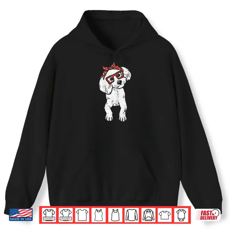 Hoodie Poodle Polka Dots Bandana Dog Lover Owner Girls Women Gift Shirt