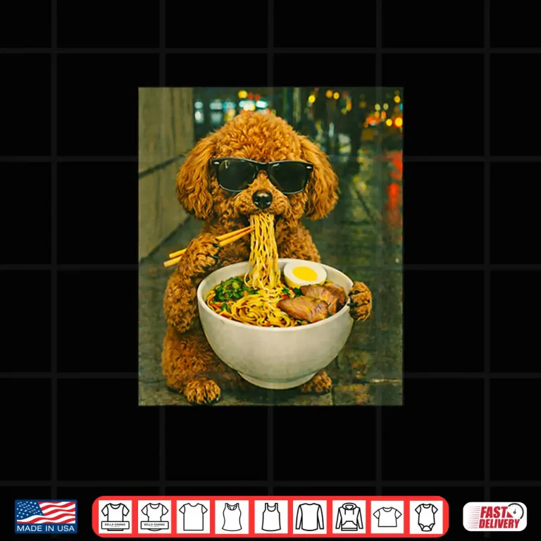 Design Toy Poodle Eating Ramen Noodles Meme Retro Urban Shirt