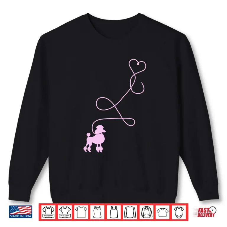 Sweatshirt 1950s Sock Hop Costume 50s Theme Dog Pink Poodle Heart Top Shirt