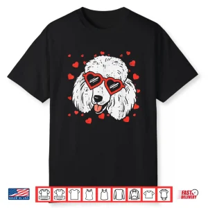 Poodle Face Heart Glasses Cute Valentines Day Dog Lover Gift Shirt