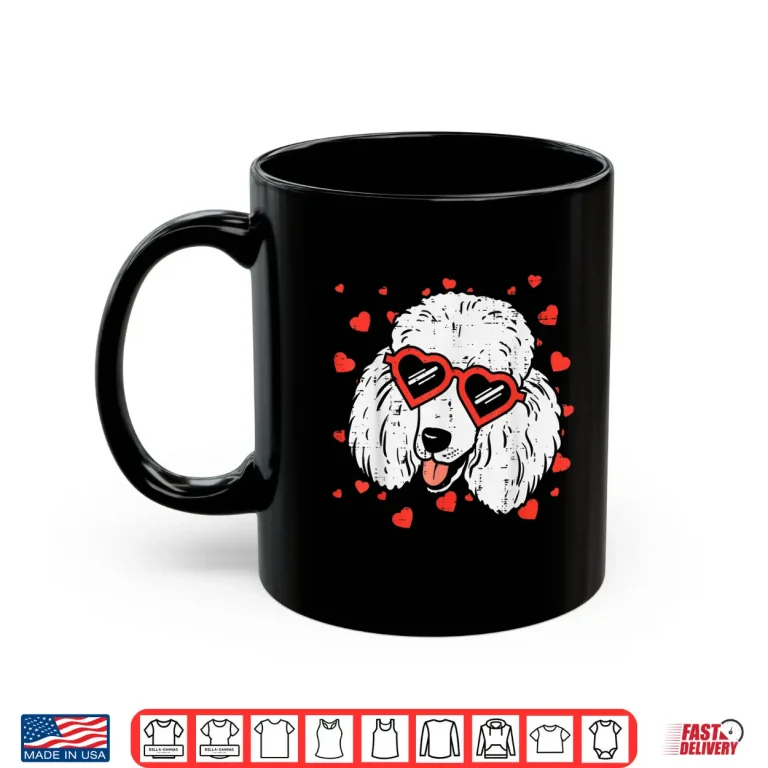 Mug Poodle Face Heart Glasses Cute Valentines Day Dog Lover Gift Shirt