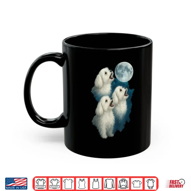 Mug Three Maltese Howling At The Moon 3 Maltipoo Moon Shirt
