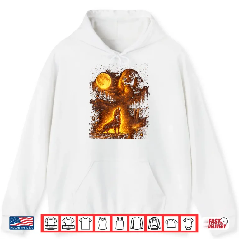 Hoodie Vintage Moonlight Dog Funny Poodle Howling at The Moon Shirt