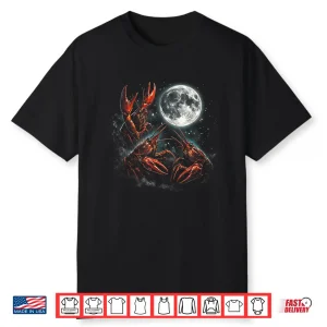 Three Crawfish Moon Galaxy Space Retro Animal Shirt