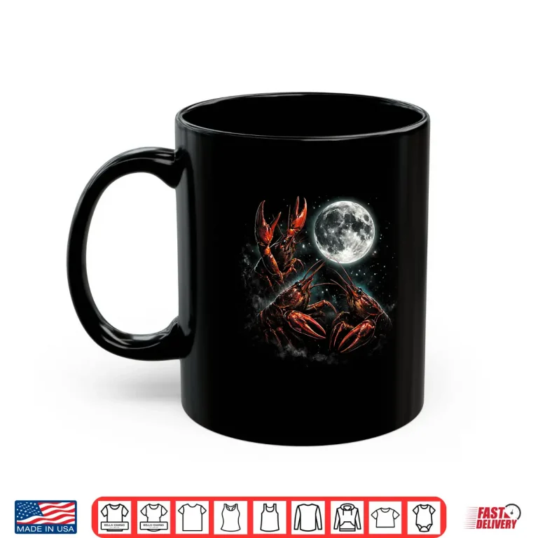Mug Three Crawfish Moon Galaxy Space Retro Animal Shirt