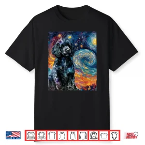 Black Poodle Starry Night Dog Lover Puppy Pet Owner Shirt
