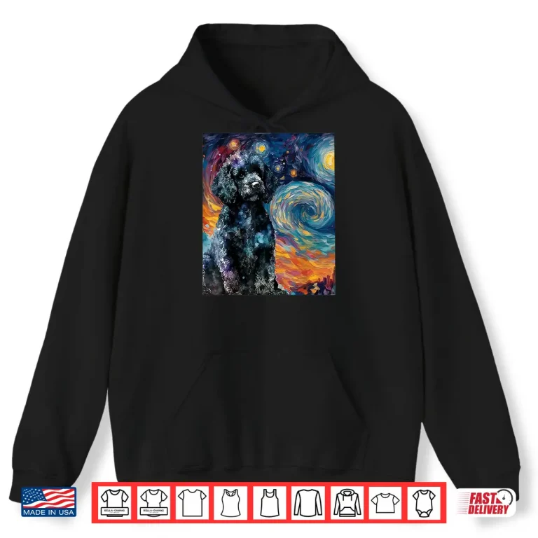 Hoodie Black Poodle Starry Night Dog Lover Puppy Pet Owner Shirt