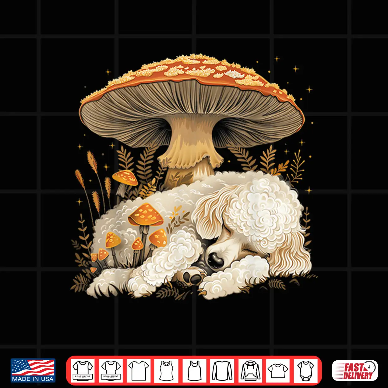 Cute Poodle Dog Cottagecore Aesthetic Under The Mushroom Shirt
