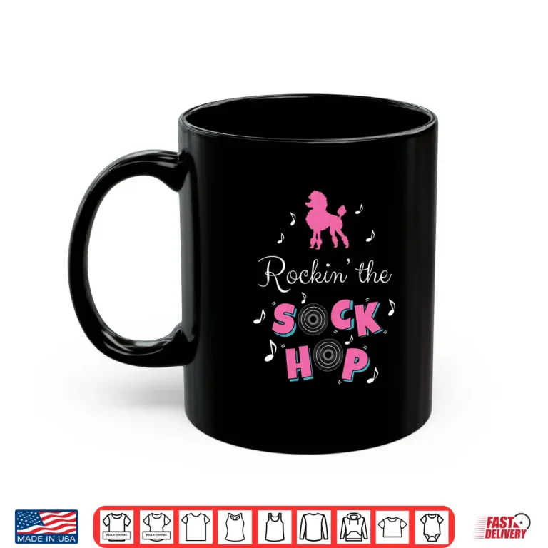 Mug Sock Hop Costume Shirt Girls Women Pink Poodle Shirt