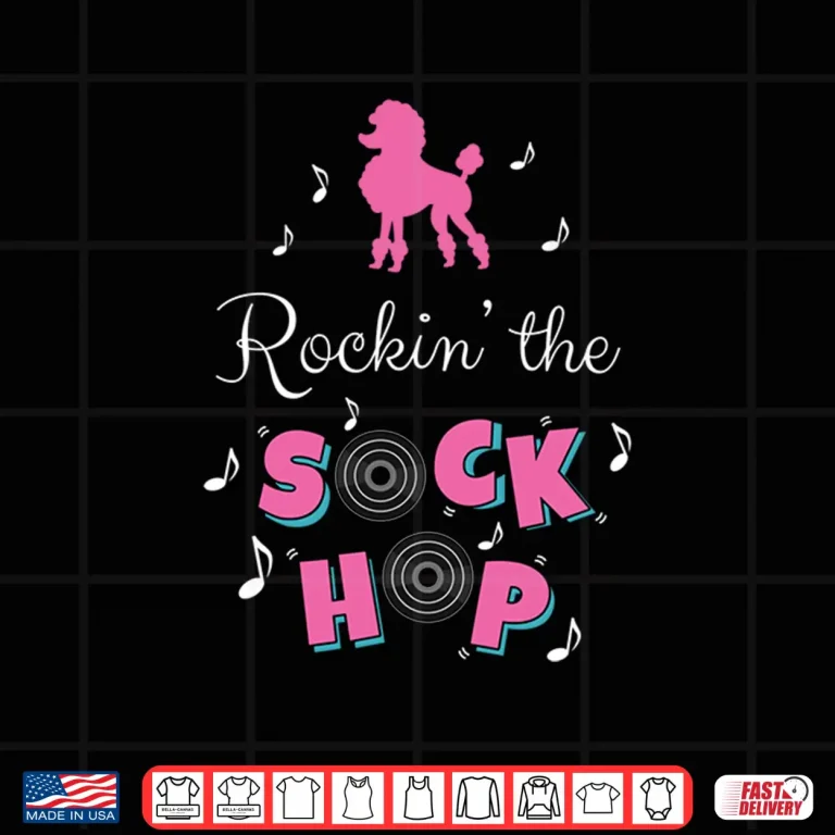 Design Sock Hop Costume Shirt Girls Women Pink Poodle Shirt