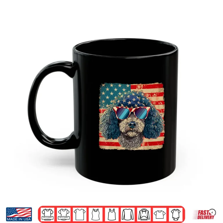 Mug American Star Stripes Poodle Dog Shirt 4th of July Men Women Shirt