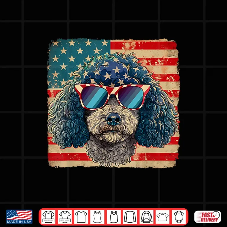 Design American Star Stripes Poodle Dog Shirt 4th of July Men Women Shirt