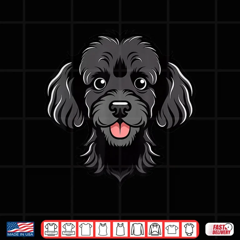 Design Cute Black Poodle Face Cartoon Puppy Dog Lover Shirt
