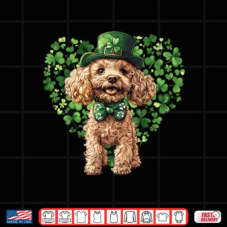 Design Cute Poodle Shamrock Heart St. Patricks Day Dog Lover Shirt