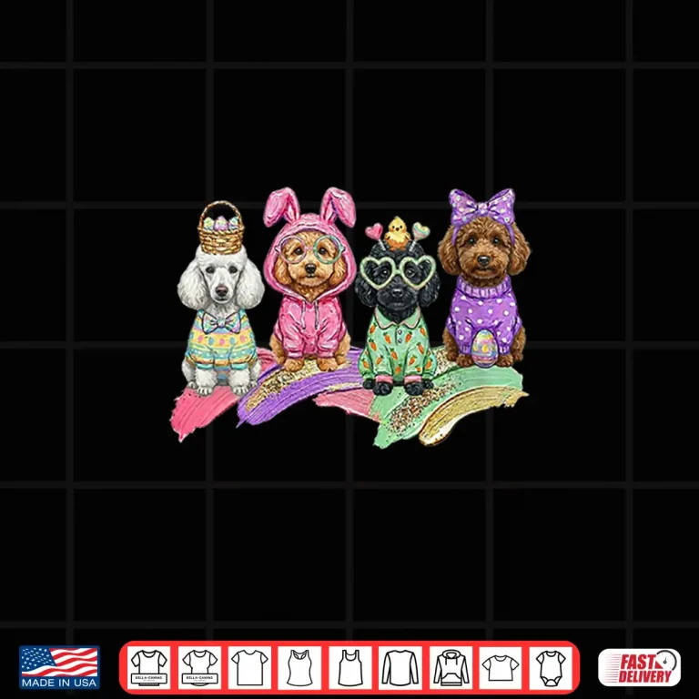 Design Easter Day Poodle Dog Outfit Bunny Ears Egg Spring Shirt