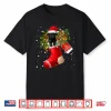 Santa Black Toy Poodle In Christmas Sock Pajama Shirt