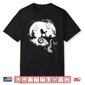 Poodle Dog And Moon Halloween Costume Dog Lover Funny Shirt