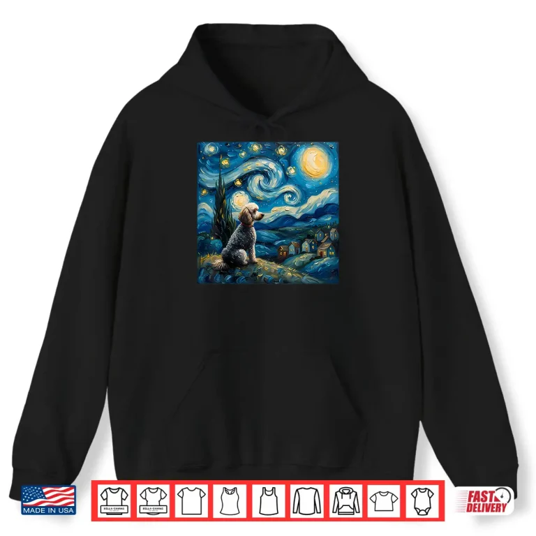 Hoodie Poodle Dog Lovers The Starry Night Van Gogh Style Painting Shirt