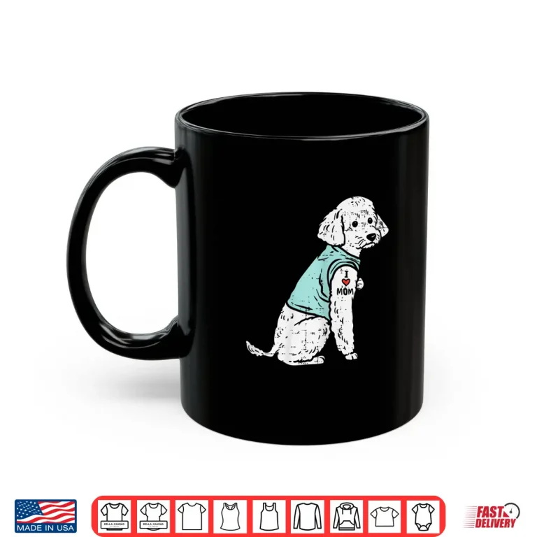 Mug Womens Poodle I Love Mom Tattoo Cute Pet Dog Owner Lover Women Gift Shirt