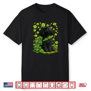Lucky Poodle With Shamrocks Clovers Cute Dog St Patricks Day Shirt